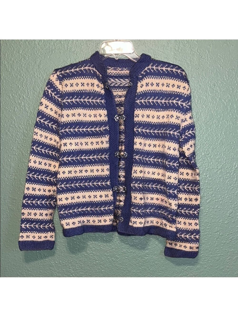 Vintage 90s Norwegian Wool Fair Isle Cardigan Unisex cottagecore granny winter